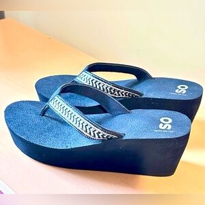 SO Sz11 Black Sandals - Wedge Heel- Worn Once